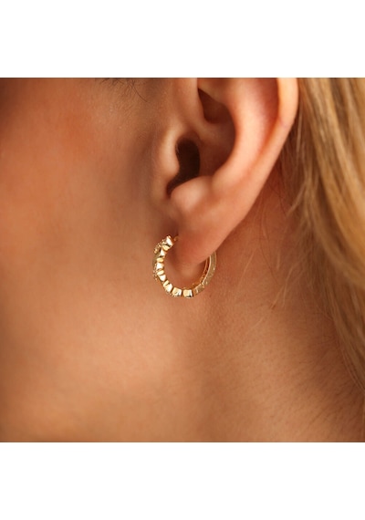 Sembol Gold Altın Halka Küpe 1.5 CM Sarma Form Taşlı