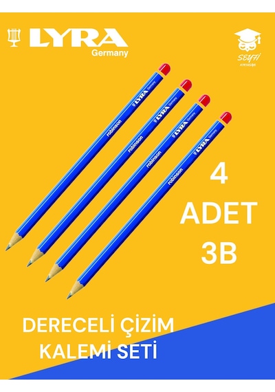 Dereceli Çizim Kalemi Seti 4 Adet Kurşun Çizim Kalemi Lyra Robinson Almanya Üretim 3b