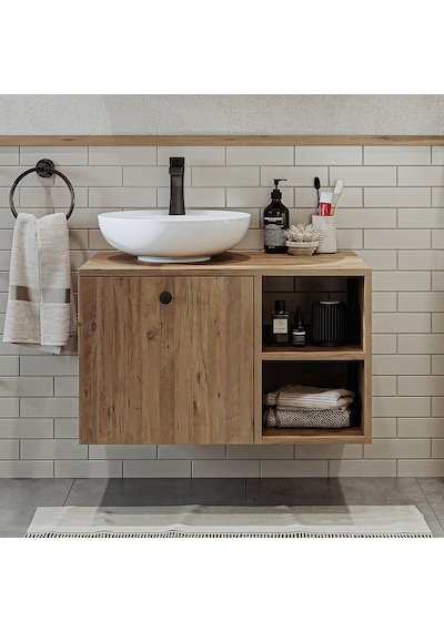 Lavabolu Mdf 75 Cm Çekmeceli Atlantik Çam Banyo Dolabı Atlantik Çam