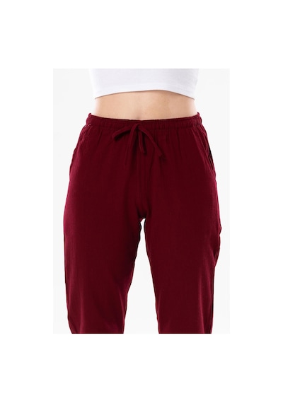 Eliş Şile Bezi Şile Bezi Çift Cepli Unisex Yazlık Pantolon Bordo Brd-bordo Bordo