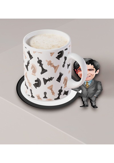 Kişiye Özel Kadın Tenis Oyuncusu Karikatürlü Ahşap Bardak Altlığı-2