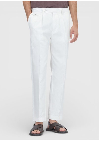 Ramsey Beyaz Düz Dokuma Relaxed Fit Casual Pamuk Karışımlı Pantolon Ramsey Beyaz Düz Dokuma Relaxed Fit Casual Pamuk Karışımlı Pantolon