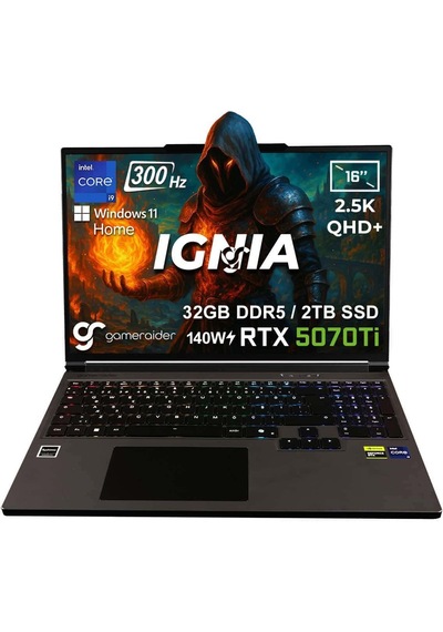 Gameraider IGNIA GR16-4 i9-14900HX 32 GB 2 TB SSD RTX5070Ti 16" Free Dos Dizüstü Bilgisayar