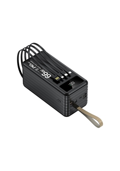 100.000 Mah Powerbank 4 Usb Micro Type-c Lıghtnıng Girişli El Fenerli Taşınabilir Şarj Aleti Siyah - 858266298 Siyah