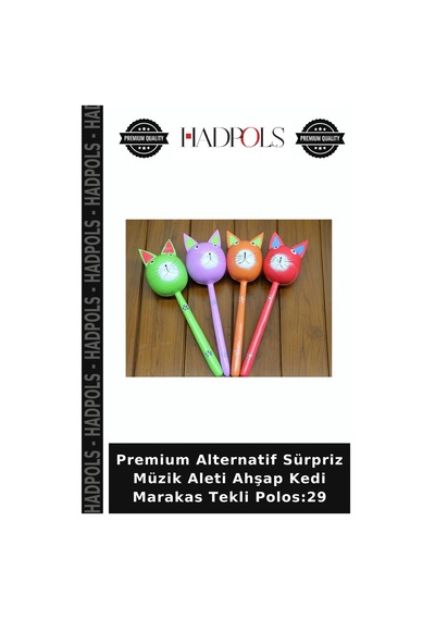 Premium Alternatif Sürpriz Müzik Aleti Ahşap Kedi Marakas Tekli Polos:29
