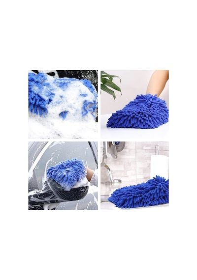 Trobus Peluş Oto Yıkama Eldiveni Süngerli Büyük Boy Çift Yüzeyli 22x19 Cm Sarı