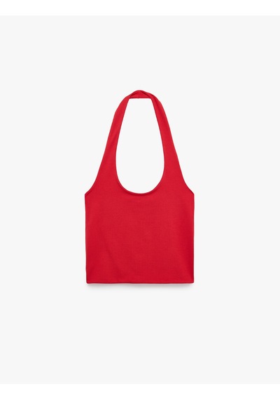 Koton Halter Yaka Kolsuz Pamuklu Crop Bluz Kırmızı 6sal30055ık