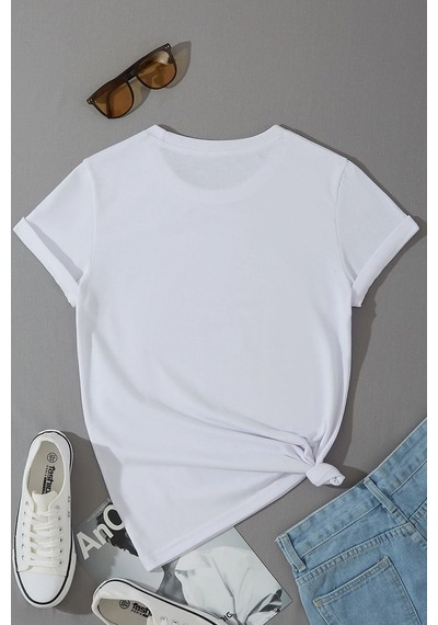 Uyguntarz Unisex Forever Love Baskılı Oversize Tshirt Beyaz