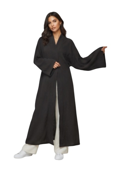 Estewomanfashion Müslin %100 Pamuk Kimono & Kaftan Siyah