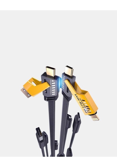 Buğz 65w 4 Ü 1 Arada Örgülü Hızlı Şarj Kablosu Usb-c Usb-a Çoklu Şarj Dayanıklı
