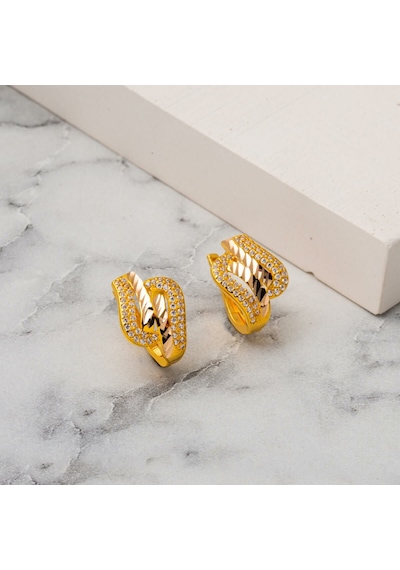Bilezikci 14 Ayar Asimetrik Taşlı Altın Küpe 8692500369750