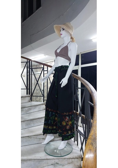 Eren Style Otantik Nakış İşlemeli Harem Şalvar Bulmaca Pantolon 103 Cm -8719 Siyah