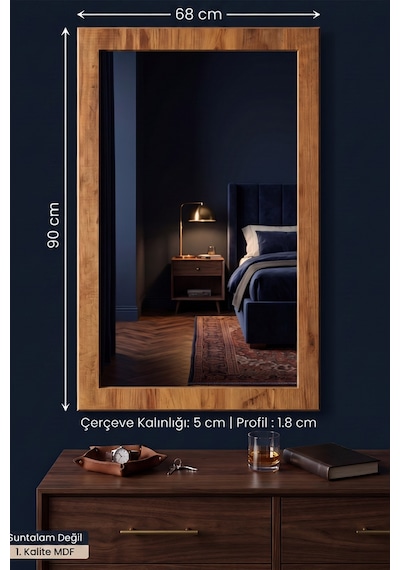 90x68 Cm Antik Ahşap Dik Dekoratif Ayna Dresuar Boy Koridor Konsol Aynası Banyo Oda Lavabo Wc Mutfak Makyaj Aynası Xx-1 Atlantik Çam