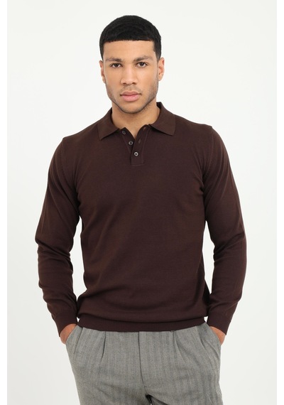 Dufy Erkek Regular Fit Polo Yaka Kahve Triko-19504