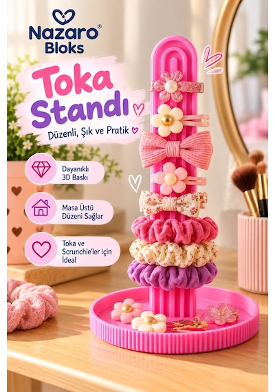Yüksek Kalite Nazaro Toka Standı & Saç Aksesuar Düzenleyici Masaüstü Organizer Okul İhtiyacı Pembe - 931465389 Pembe