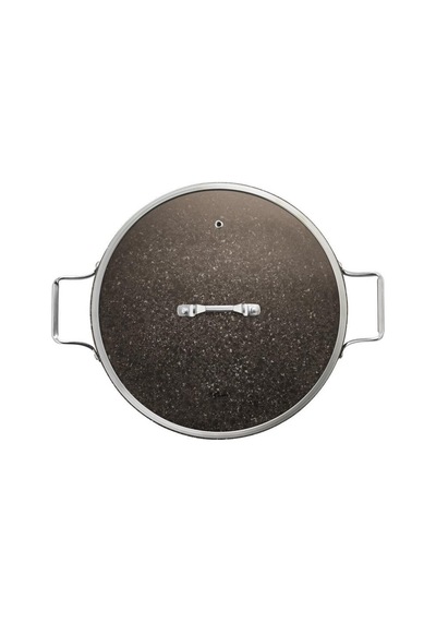 Brioni Stone Age Çizilmez Yanmaz Yapışmaz Terra 32 Cm Basık Tencere Kahverengi