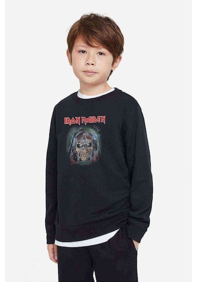 Tshirthane Maıden Pılot Eddıe Metal Baskılı Unisex Çocuk Siyah Sweatshirt Siyah