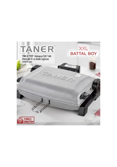 Taner Kebapçı XXL Battal Boy Çift Telli Elektrikli Et Ve Balık Izgarası 44 x 27 CM 1450 W