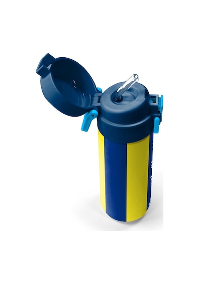 Coral High Kids Sarı Lacivert Çubuklu Pipetli Ve Direkt İçim Çelik Termos 500 Ml 31791 Çok Renkli