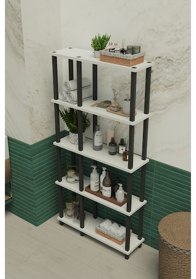 Terada 5 Katlı Banyo Düzenleyici Çok Raflı Banyo Organizeri Çok Amaçlı Banyo Düzenleyici - Beyaz Beyaz