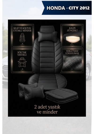 City 2012 Uyumlu Lüks Premium Siyah Renk 2 Adet Minder Ve Yastık