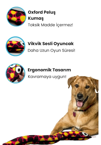 Havhav Vikvik Sesli Büyük Irk Peluş Yılan Köpek Oyuncağı