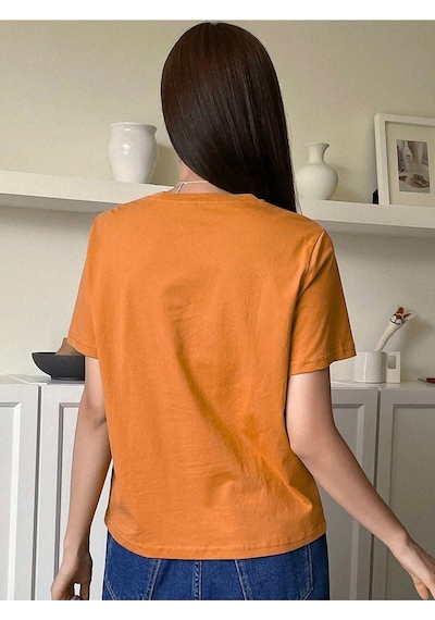 Trendy Oversize Turuncu Baskılı T-shirt Unisex Rahat Kalıp - Bisiklet Yaka Kısa Kol Tişört Turuncu Trendy Oversize Turuncu Baskılı T-shirt Unisex Rahat Kalıp - Bisiklet Yaka Kısa Kol Tişört Turuncu