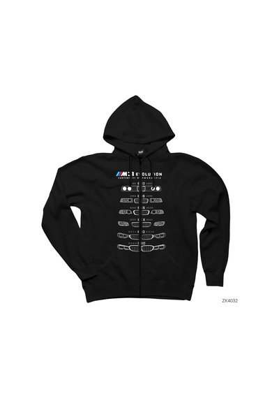 Bmw Evolution Siyah Fermuarlı Kapşonlu Sweatshirt