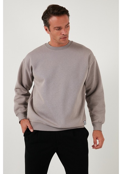 Buratti  Regular Fit Bisiklet Yaka Pamuklu Içi Tüylü Yumuşak Şardonlu Erkek Sweat 5905255 Kül