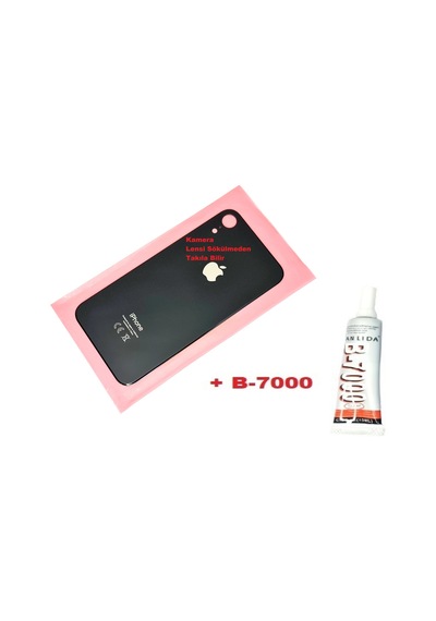 Tkgz Apple Uyumlu iPhone Xr Arka Pil Batarya Kapağı Cam+b-7000 Siyah