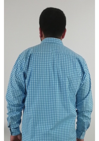 Tousus Regular Fit Pitikareli Likralı Erkek Gömlek Kls-4005-tss Turkuaz