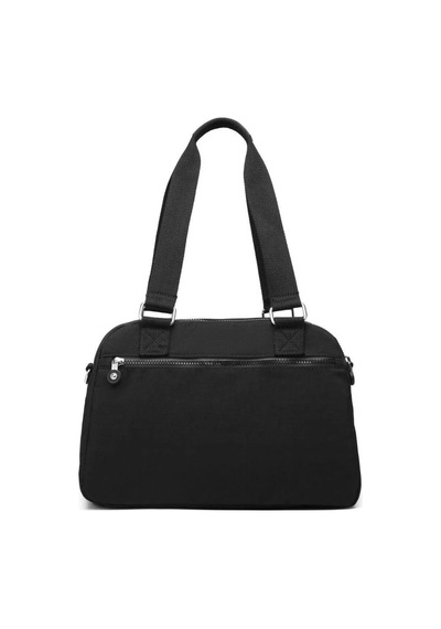 Smart Bags Orta Boy Çok Cepli Su Geçirmez Hafif Krınkıl Kumaş Kadın Omuz Çantası Siyah