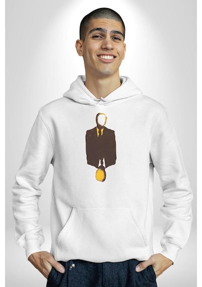 Görünmez İnsan Takım Elbise Kadın Erkek Beyaz Kapüşonlu Sweatshirt Hoodie Beyaz