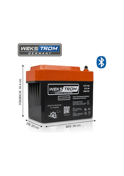Wekstrom Germany Lityum Demir Fosfat Akü 12,8 V 315 Ah Lifepo4
