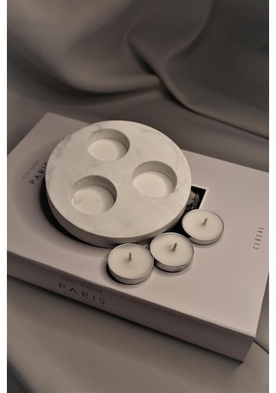 Bottiko Bottiko Beton 3 Göz Tealight Mumluk Beyaz Diğer