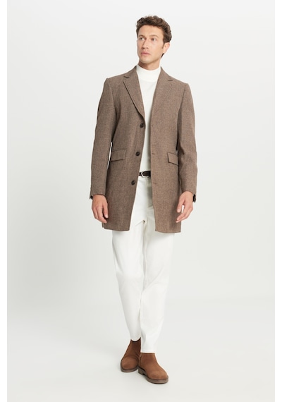 AC&Co / Altınyıldız Classics Erkek Kahverengı Standart Fit Normal Kesim Mono Yaka Armürlü Kapak Cepli Palto Kahverengi AC&Co / Altınyıldız Classics Erkek Kahverengı Standart Fit Normal Kesim Mono Yaka Armürlü Kapak Cepli Palto Kahverengi