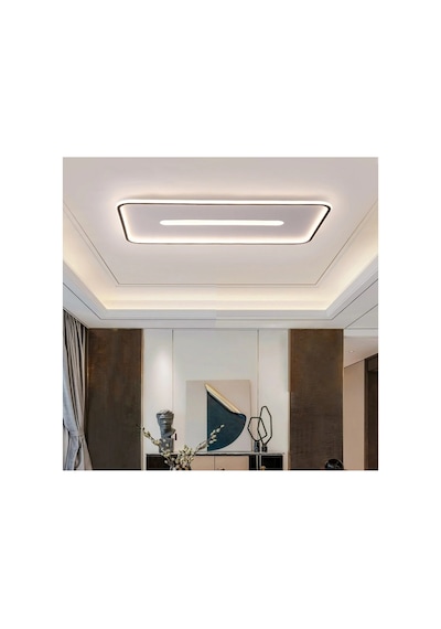 Siyah 60x40cm Dikdörtgen 3000k Sarı Işık Led Tavan Lambası