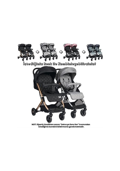 Lorelli Fiorano New Kabin Boy İkiz Bebek Arabası - Black