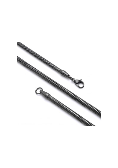 Premium Parlak Ve Şık Spiral Erkek Çelik Kolye 4mm 55cm 3183eck023 - Siyah Renk