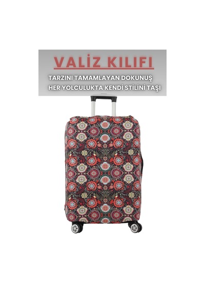 Lubros Valiz Kılıfı Bavul Koruyucu Yıkanabilir Mandala Bahçesi