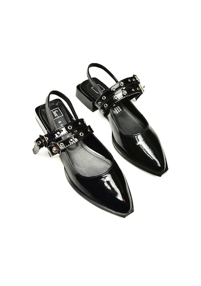 Fox Shoes U518800604 Siyah Rugan Alçak Topuklu Kadın Ayakkabı Siyah