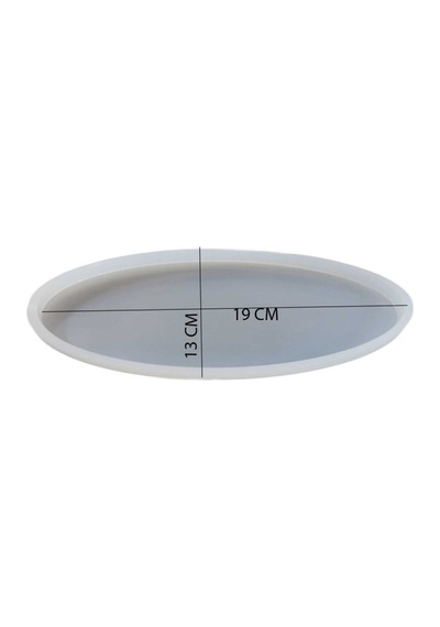 Silikon Epoksi Kalıp Küçük Oval Tepsi Kalıbı 19x13 Cm Beyaz