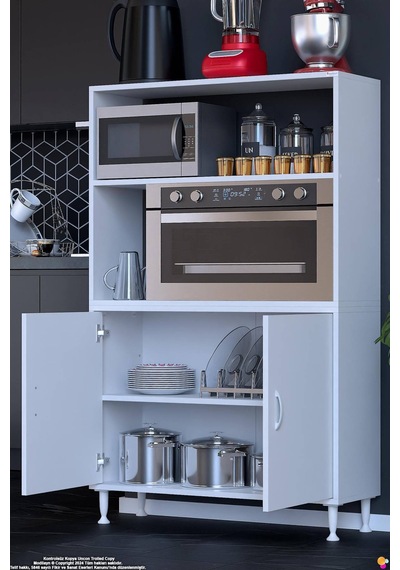 Duru 95 Cm Çift Kapaklı Mutfak Kiler Dolabı Raflı Mikrodalga Fırın Standı Banyo Dolabı 95x150x32 Cm Beyaz Duru 95 Cm Çift Kapaklı Mutfak Kiler Dolabı Raflı Mikrodalga Fırın Standı Banyo Dolabı 95x150x32 Cm Beyaz