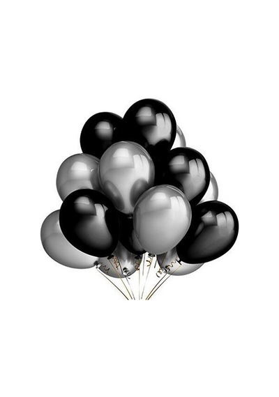 25 Adet Metalik Sedefli Siyah-Gümüş Gri Karışık Balon Helyumla 25 Adet Metalik Sedefli Siyah-Gümüş Gri Karışık Balon Helyumla