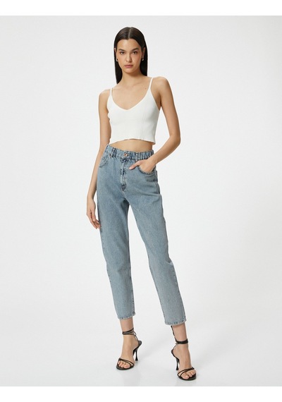 Koton Beli Lastikli Mom Fit Jean Rahat Kesim Pamuklu Cepli - Mom Jeans Açık İndigo 4sal40190md 4SAL40190MDLGT Açık İndigo Koton Beli Lastikli Mom Fit Jean Rahat Kesim Pamuklu Cepli - Mom Jeans Açık İndigo 4sal40190md 4SAL40190MDLGT Açık İndigo