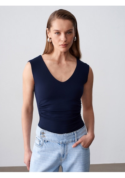 Dilvin 21222 V Yaka Basic Top-k.lacivert