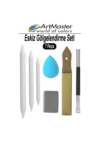 Eskiz Gölgelendirme Seti 7 Parça 1 Paket Kalem Uzatma Aparatı Karakalem Kalem Zımparası Pastel Dağıtıcı Resim Sanatı