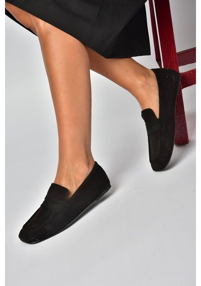 Fox Shoes Z250010202 Siyah Süet Günlük Kadın Ayakkabı