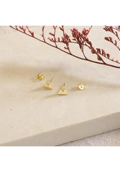 Goldkupe 14 Ayar Altın Üçgen Taşlı Küpe 1,10 Gr-1397