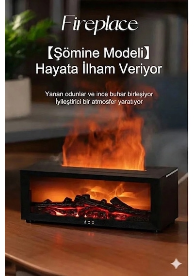 A4 Şömine Esintili Aromaterapi Difüzörü Ultrasonik Hava Nemlendici Çok Renkli